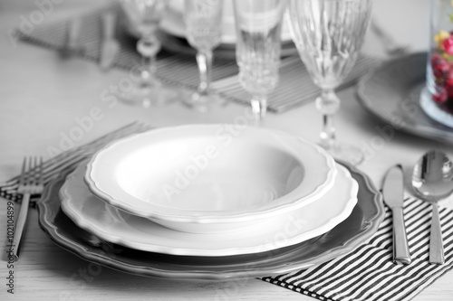 Wallpaper Mural Table set at restaurant on light background Torontodigital.ca