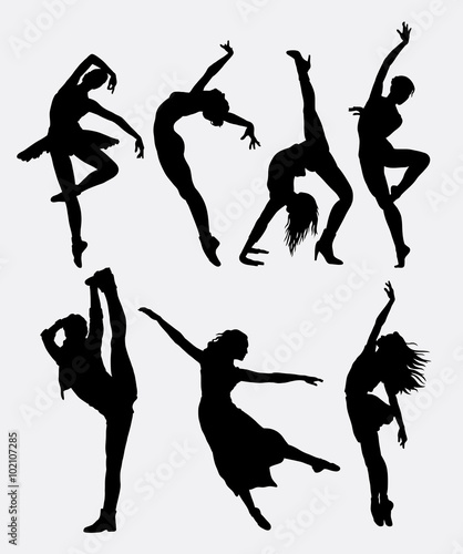 Cool dancing 1. Modern dance woman activity silhouette. Good use for symbol, logo, web icon, game elements, illustration, sign, or any design you want. Easy to use.
