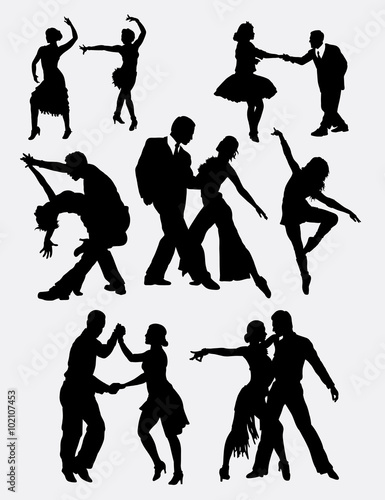 Tango salsa 2 male and female dancer silhouette. Good use for symbol, web icon, logo, mascot, sticker, or any design you want. Easy to use.