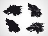 Vector set of wolf heads.