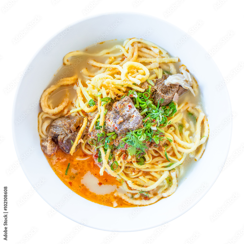 isolated Khao soi noodle on white background isolated Khao soi noodle on white background
