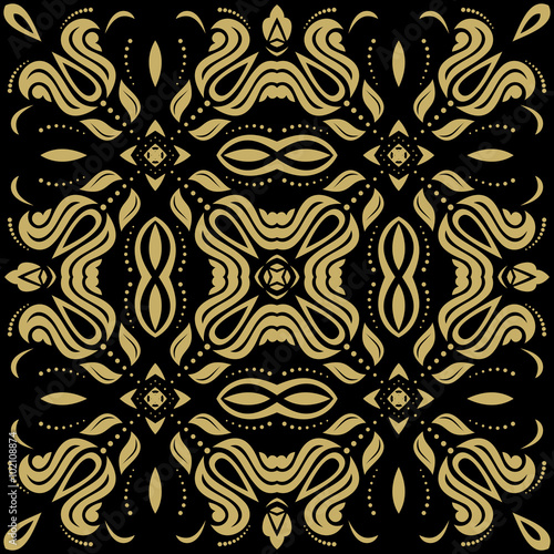 Elegant vector ornament in the style of barogue. Abstract traditional golden pattern with oriental elements