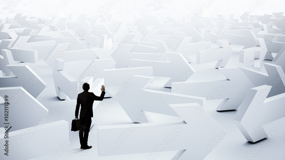 Businessman choosing his business direction Businessman choosing his business direction