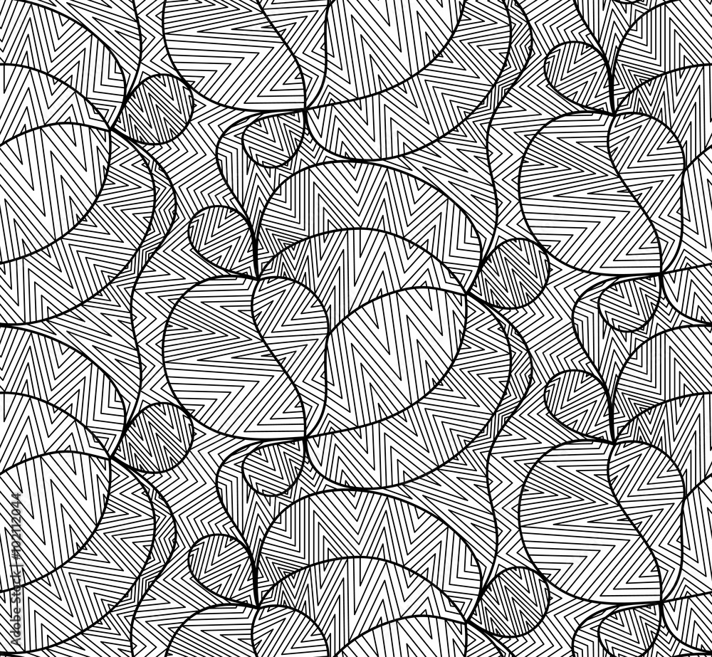 Vector floral background of drawn lines