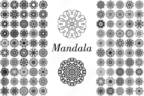 Round geometric ornaments set. 100 vector spirographs