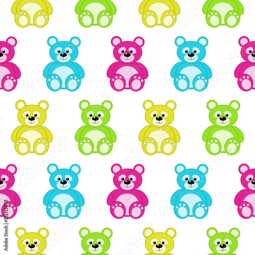 seamless pattern with colorful teddy bears