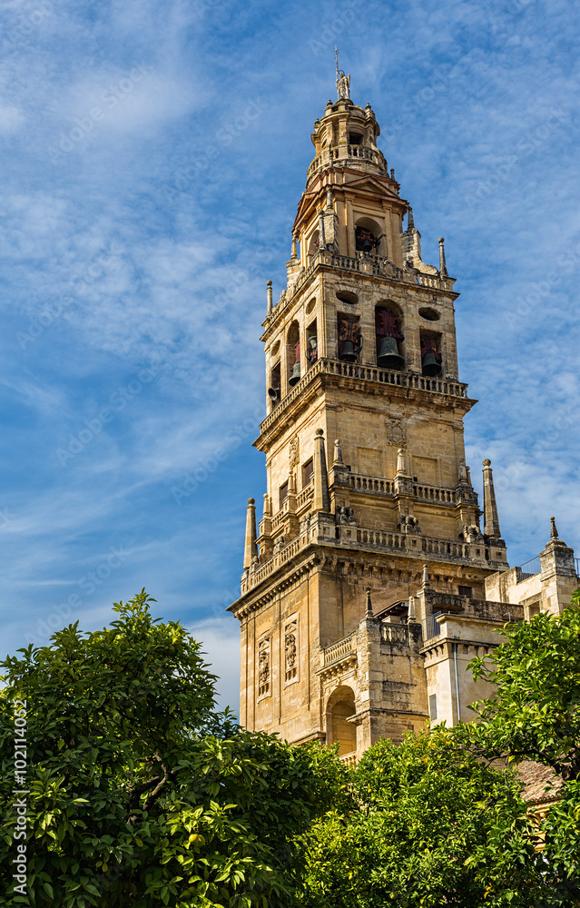 Bell tower of the Mosque-Cathedral in Cordoba. Spain.