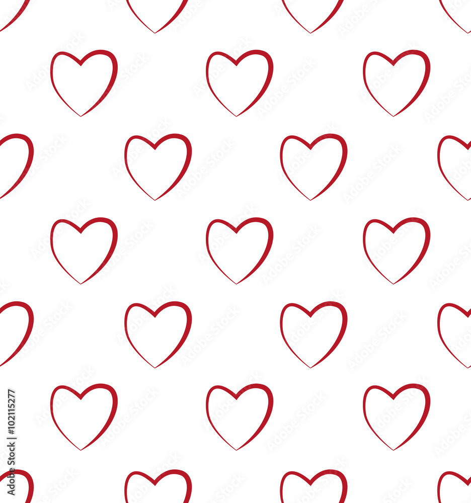 Red Vector Hearts, Isolated On White Background