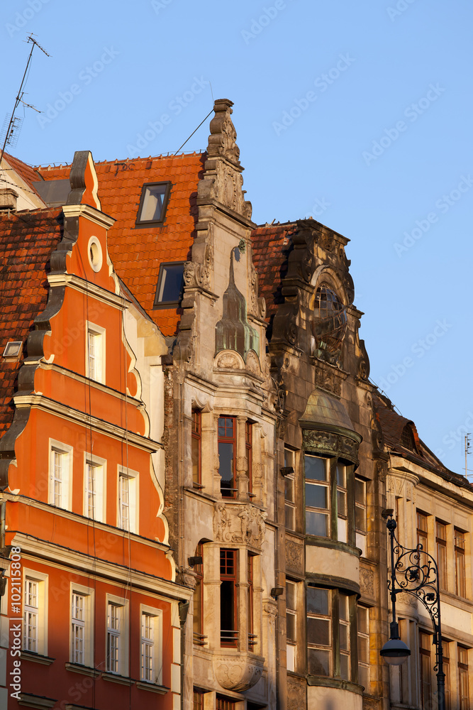 Fototapeta premium Historic Buildings With Gable in Wroclaw