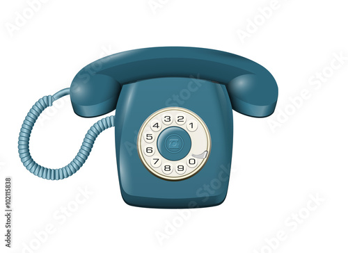 Classic land line rotary telephone isolated on white vector