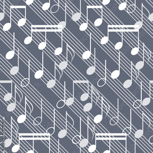 Seamless music pattern with staff and notes
