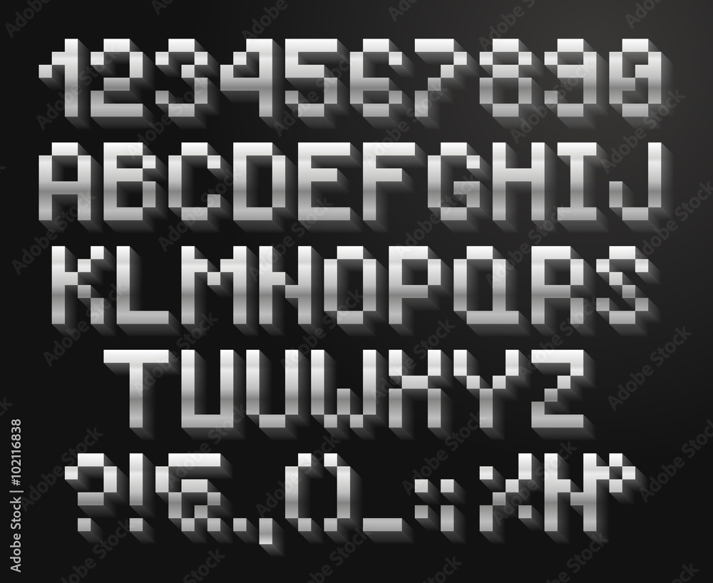 Pixel font, alphabet And numbers