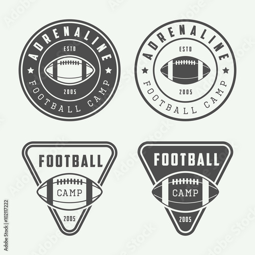 Set of vintage rugby and american football labels, emblems 