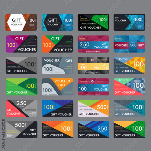 Gift voucher template with modern pattern design. Vector illustration