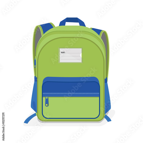  Green and Blue school Bag on white background
