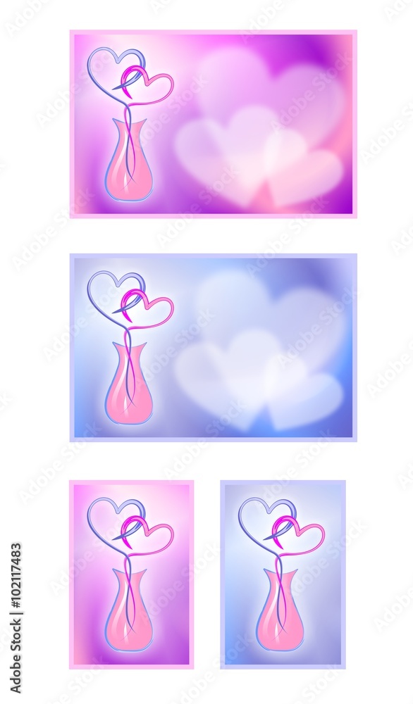 Valentine's Day cards with hearts. Cartoon images of love. A gift for a loved one.A collection of images.