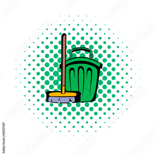 Broom and bucket comics icon