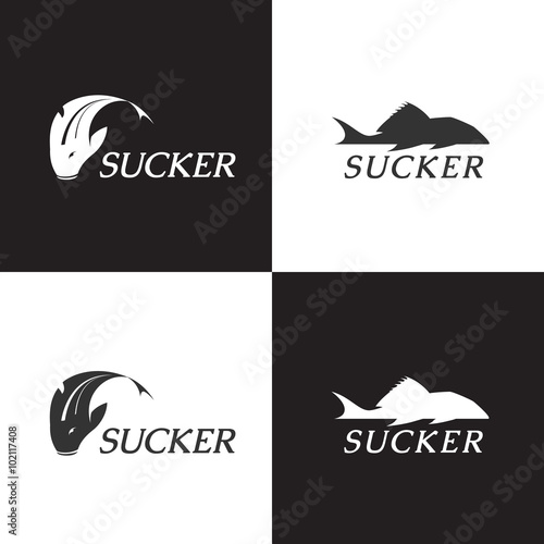 vector fish logo black and white