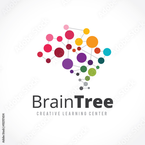Creative idea Brain Tree Logo template 