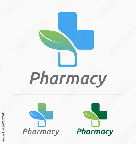 Medical pharmacy logo design. Medical and herbal logo concept. Vector illustration