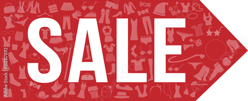 Sale tag banner with a lot of product inside / women