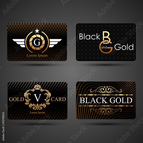 Black and gold cards template