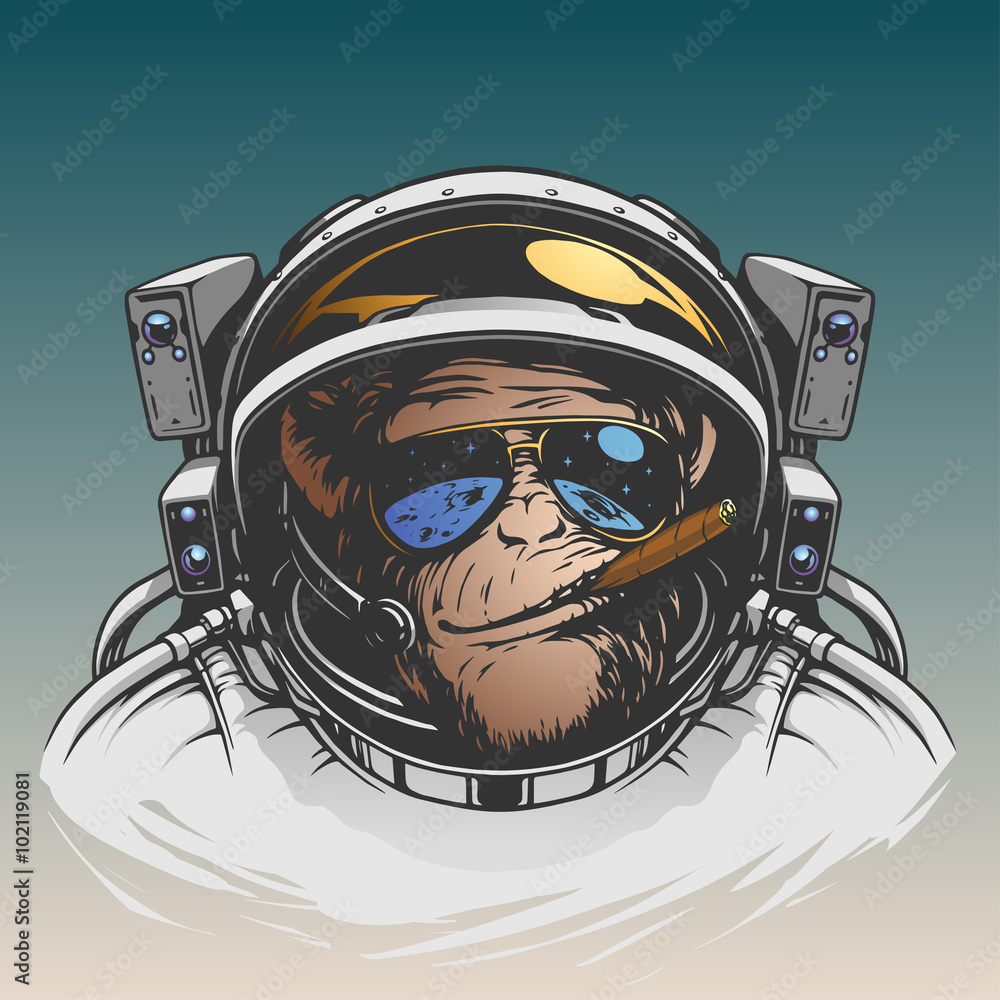 Naklejka premium Monkey astronaut illustration