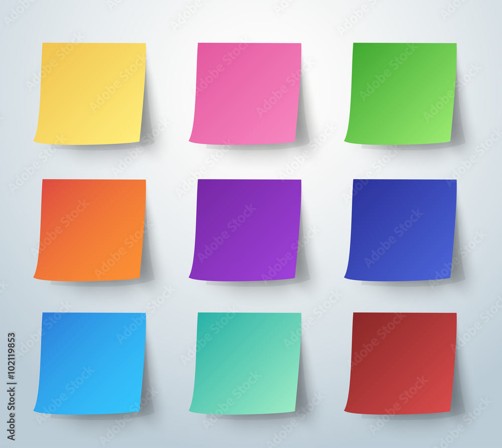 Colorful sticky note, Post-it. vector illustration.