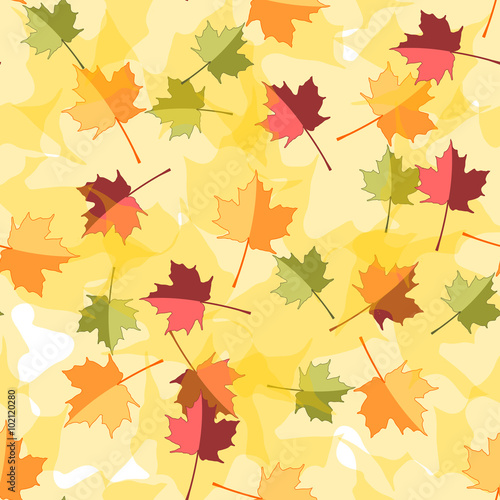 Seamless Autumnal background with leaves of maple