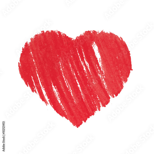 Heart, carelessly painted with paint on paper