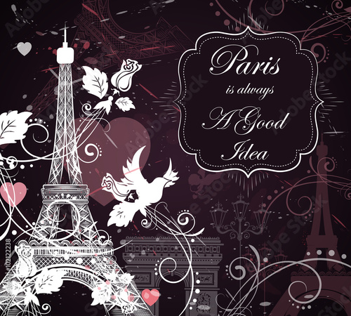 Eiffel tower, romantic background