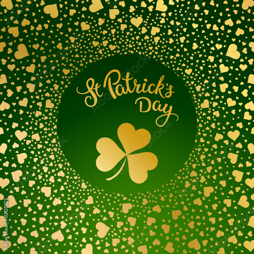 Hearts, clovers and original lettering St. Patricks Day