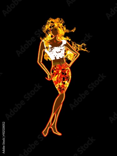 femme en feu