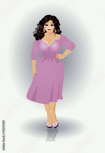 Plus size XXL girl, vector illustration