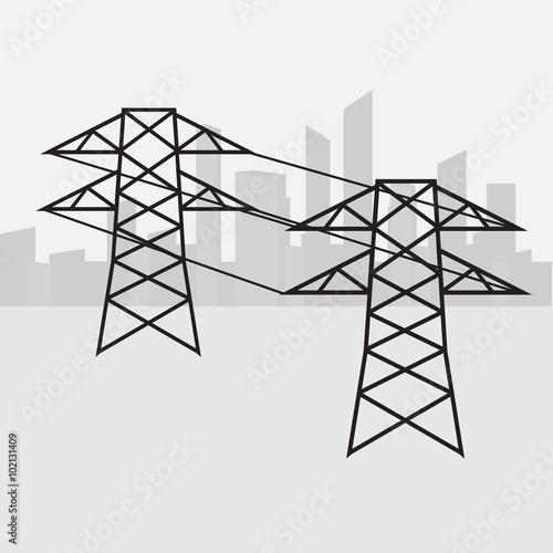 Vector landscape high voltage pole