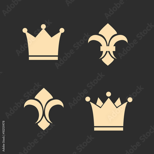 Crown and fleur de lis icons