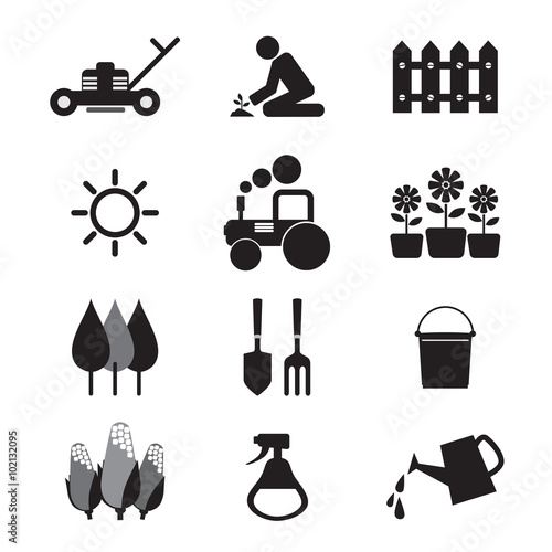 Agricultural Equipment Icons.