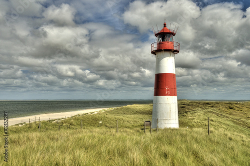 Lighthouse List and beautiful coastal landscape of the german North Sea Island Sylt  HDR  Germany  Europe
