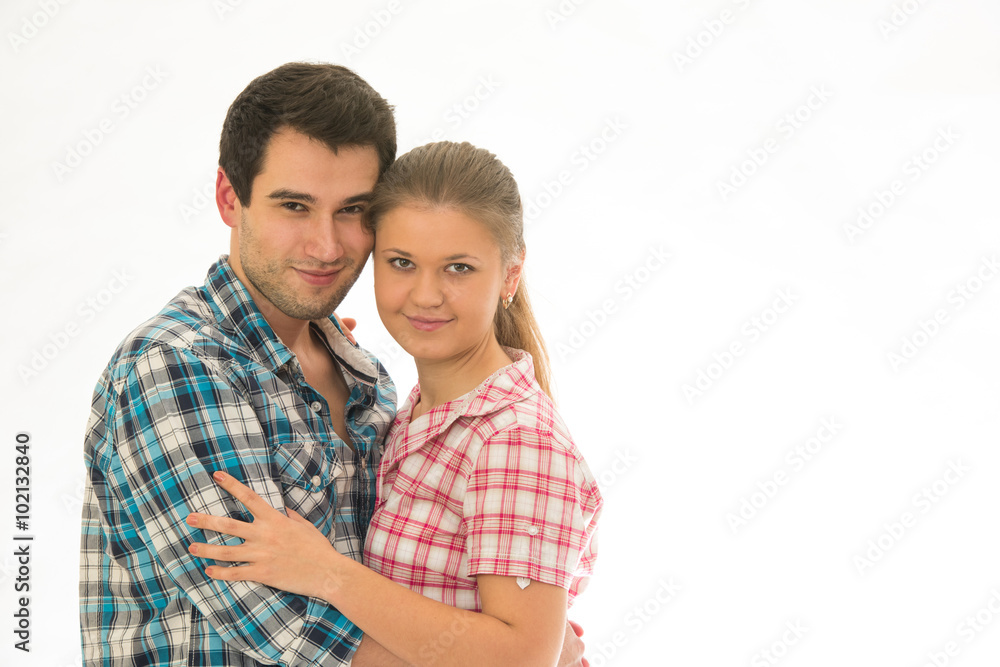 couple in checked shirts