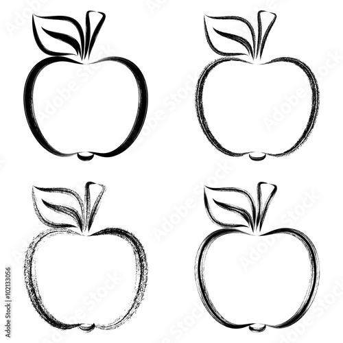 Black vector brush strokes apples