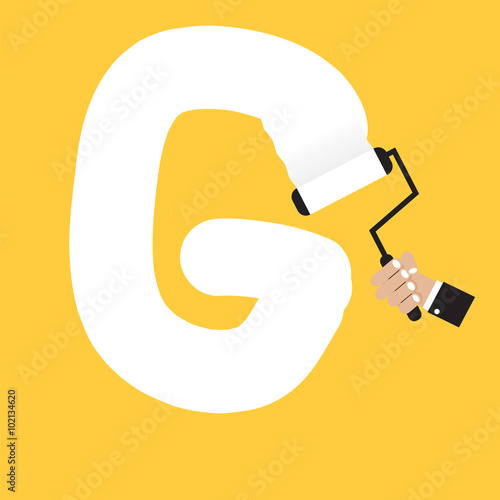 Paint Roller Alphabet G Vector Illustration.