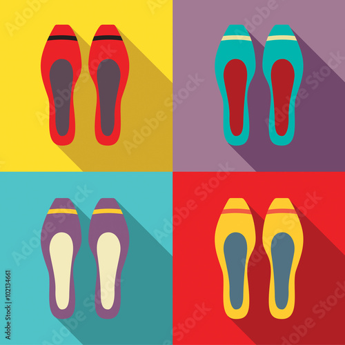 Women Flat Shoes Vector Illustration.