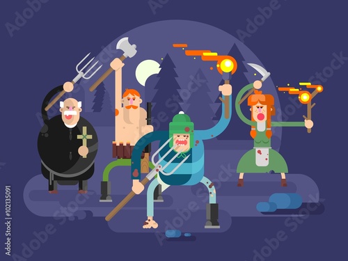 People with torches and pitchforks