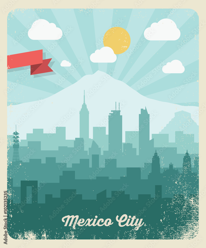 Mexico City vintage poster