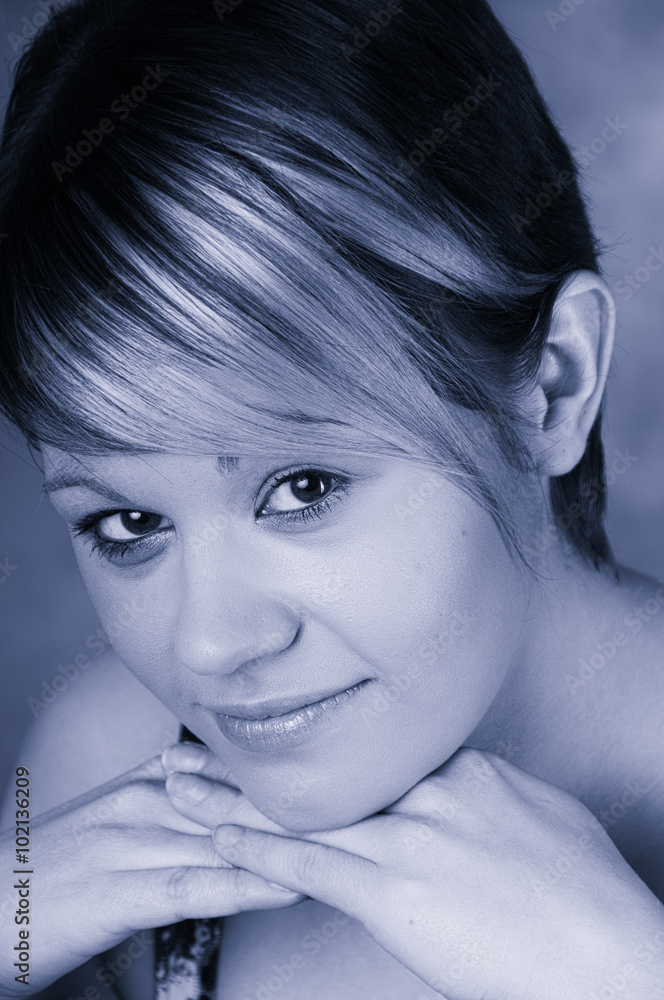 Naklejka premium Cool blue toned Shot of a Confident Young Office Woman . Plain