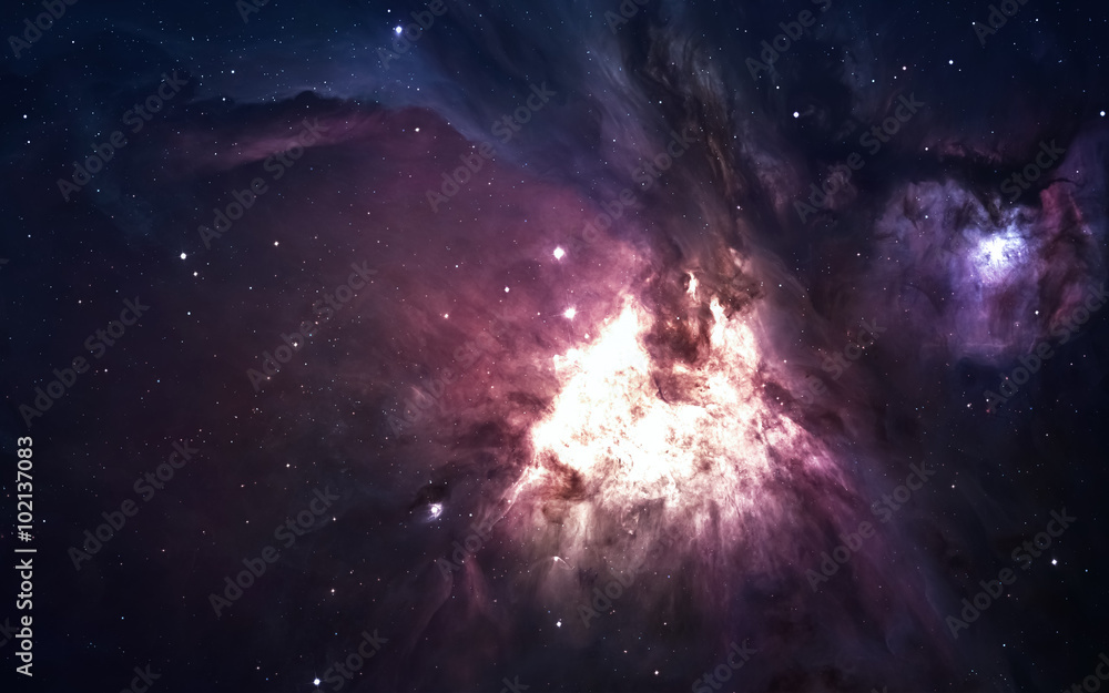 Fototapeta premium Nebula and stars in deep space, glowing mysterious universe. Elements of this image furnished by NASA