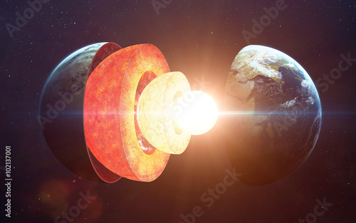 Earth core structure. Elements of this image furnished by NASA photo