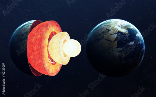 Earth core structure. Elements of this image furnished by NASA photo