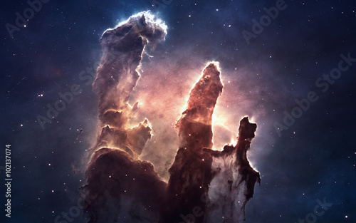 Fotótapéta Nebula and stars in deep space, glowing mysterious universe