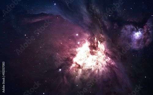 Fototapeta Naklejka Na Ścianę i Meble -  Nebula and stars in deep space, glowing mysterious universe. Elements of this image furnished by NASA
